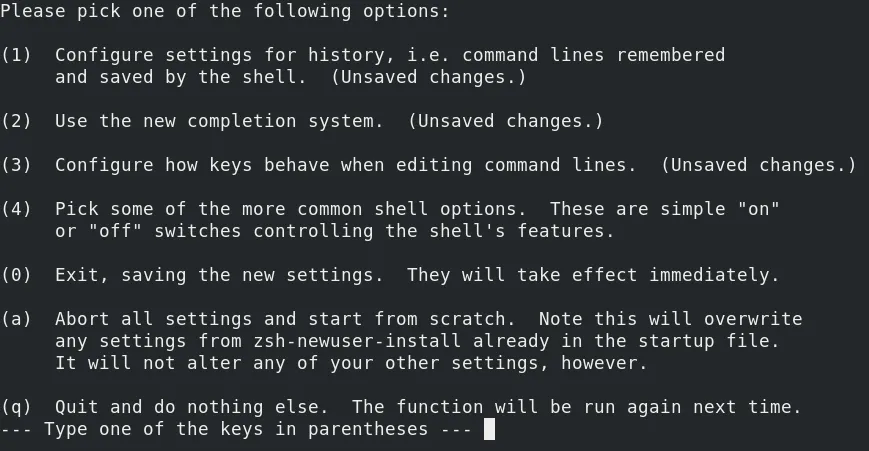 Zsh first time config